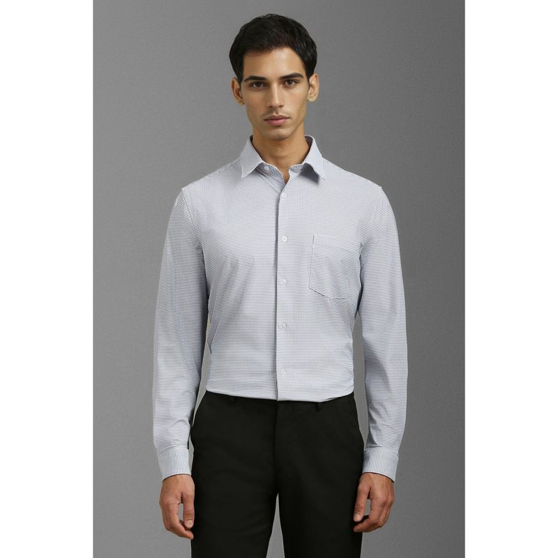 Louis Philippe Men Grey Slim Fit Print Full Sleeves Formal Shirt (46)