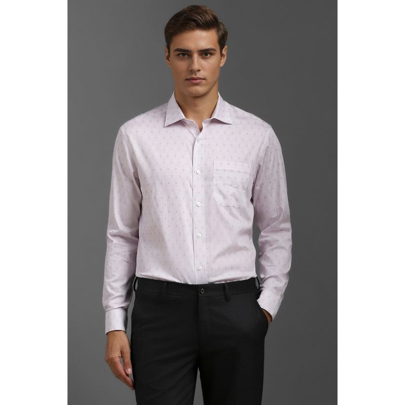 Louis Philippe Men Lilac Classic Fit Print Full Sleeves Formal Shirt (39)