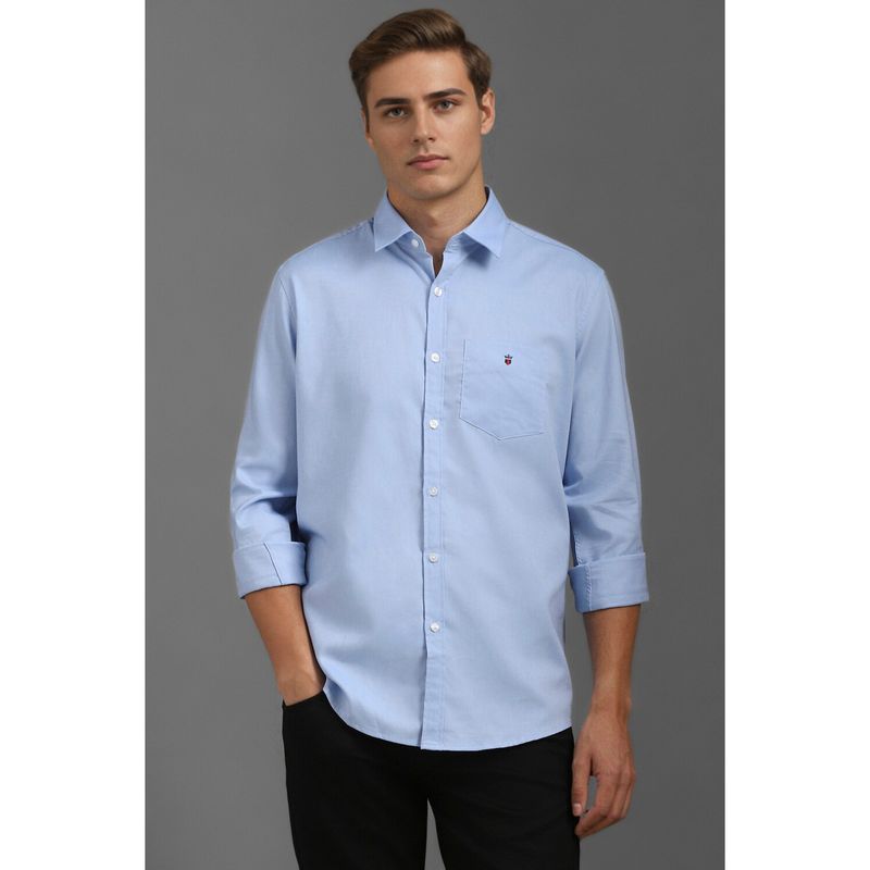 Louis Philippe Mens Light Blue Solid Easy Care Slim fit Casual Shirt (40)