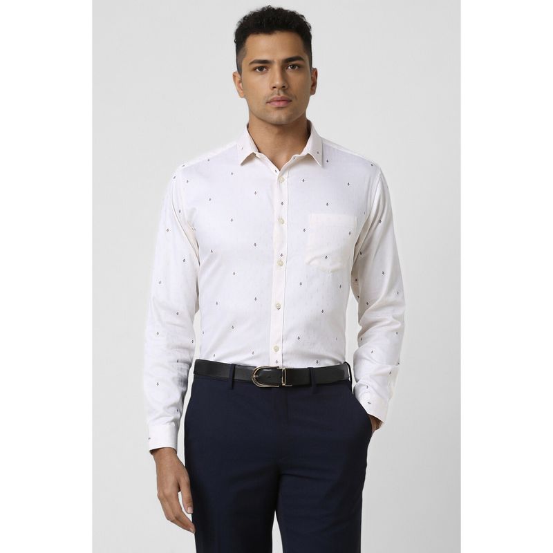 Van Heusen Men White Slim Fit Print Full Sleeves Party Shirt (39)