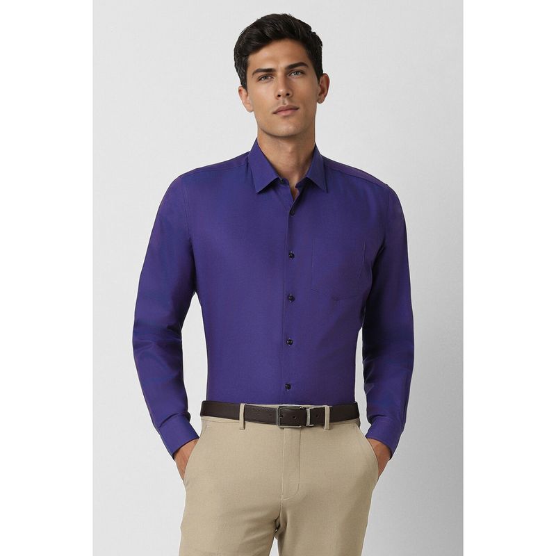 Van Heusen Men Purple Regular Fit Solid Full Sleeves Wedding Shirt (39)