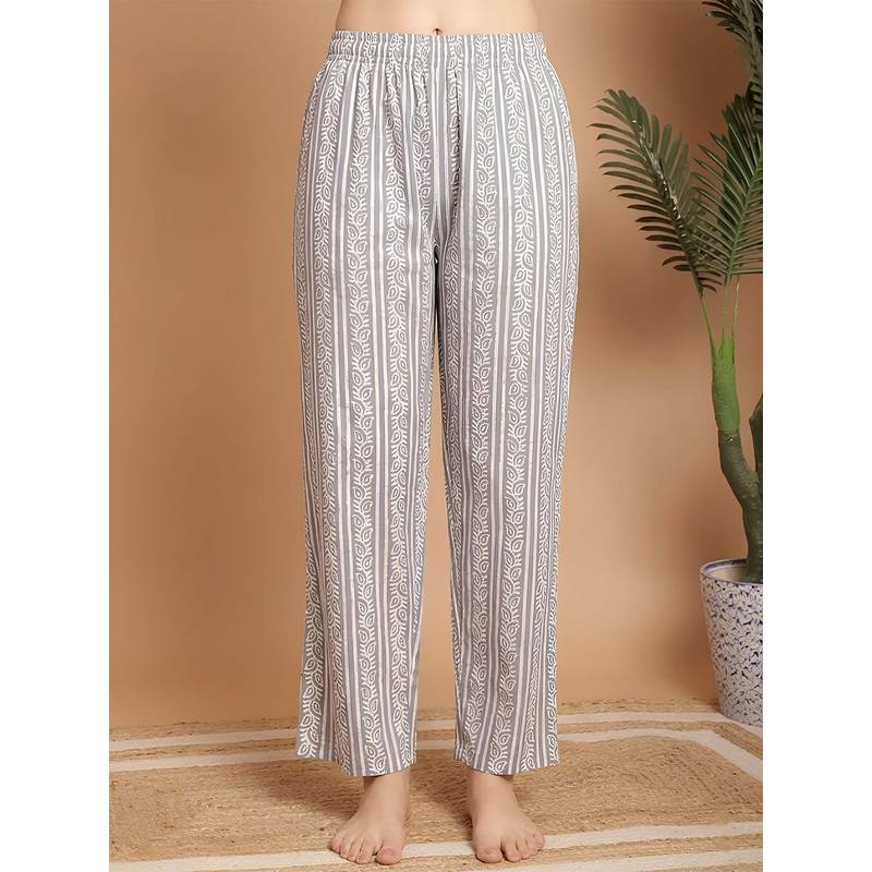 Indreams Grey Cotton Printed Pyjama (2XL)