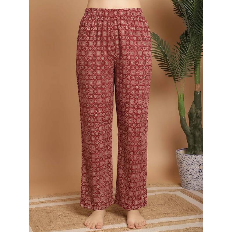 Indreams Red Cotton Printed Pyjama (3XL)