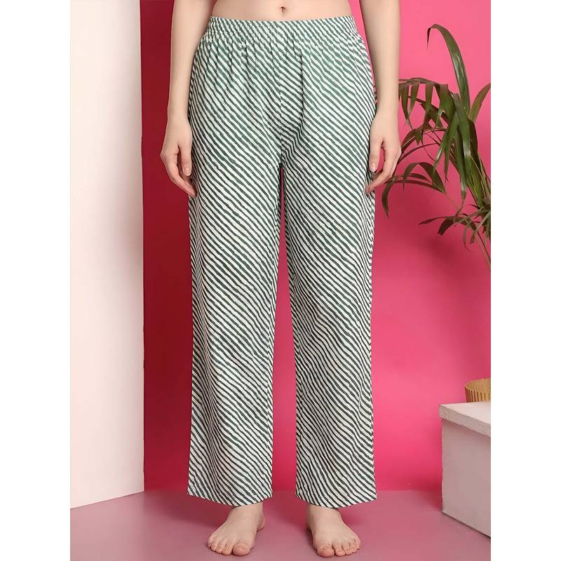 Indreams Green Cotton Printed Pyjama (L)