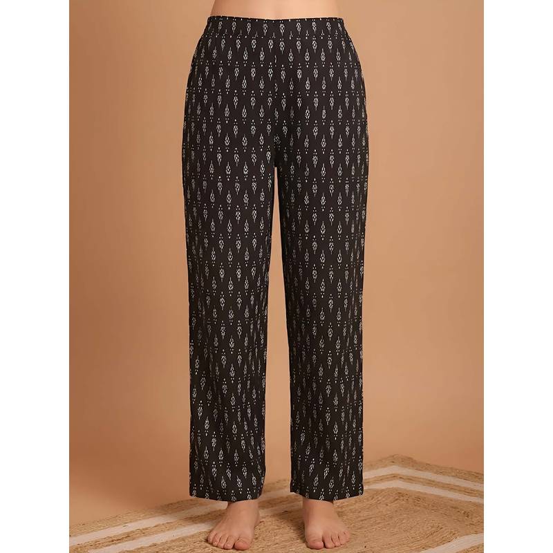 Indreams Black Cotton Printed Pyjama (2XL)