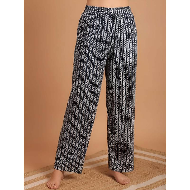 Indreams Blue Cotton Printed Pyjama (3XL)