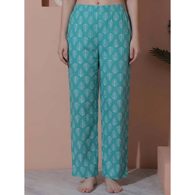 Indreams Green Cotton Printed Pyjama (M)