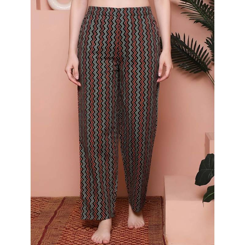 Indreams Black Cotton Printed Pyjama (M)
