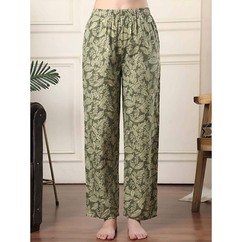 Indreams Green Cotton Floral Printed Pyjama (5XL)