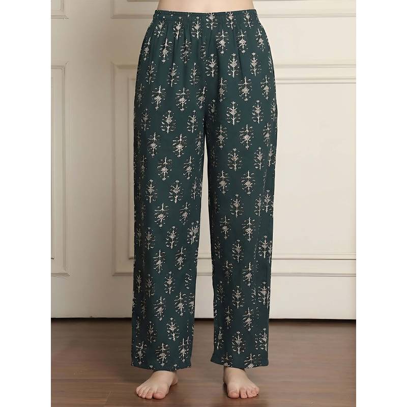 Indreams Green Cotton Printed Pyjama (L)