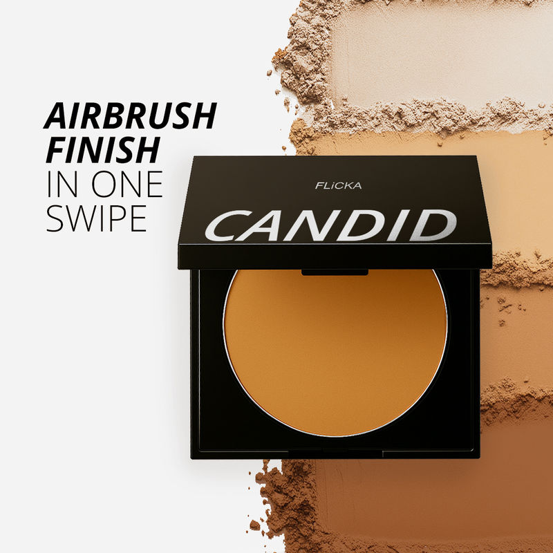 Flicka Candid Velvet Compact Powder Weightless Formula Satin Smooth Finish Perfect Blend - Beige