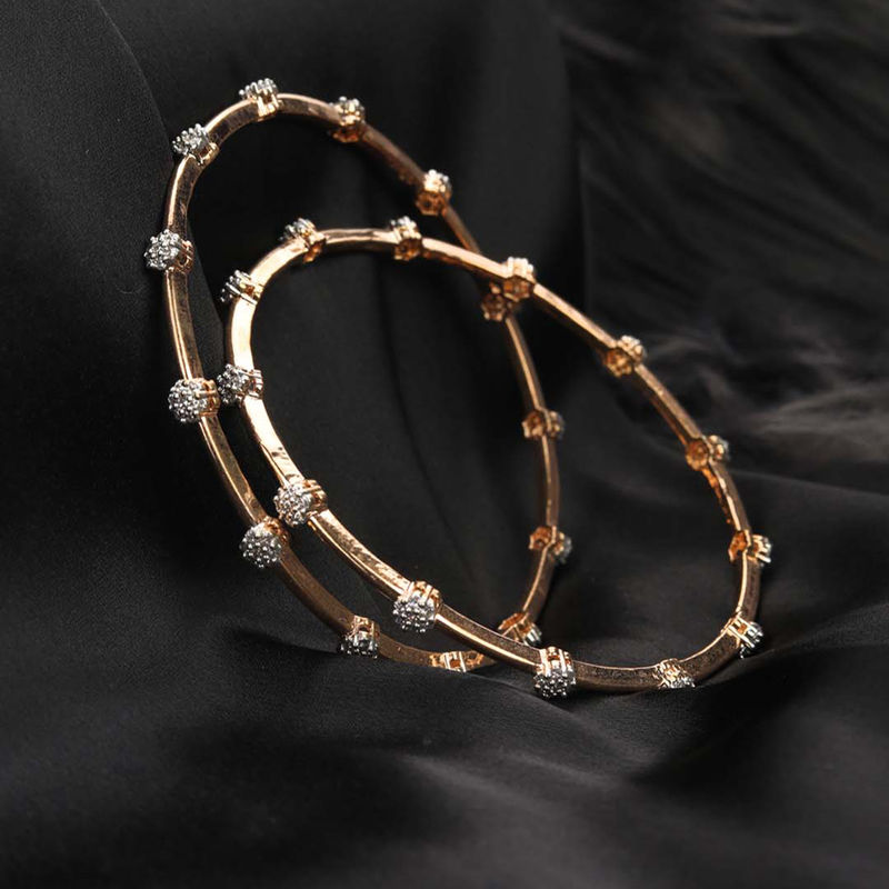 Priyaasi American Diamond Rose Gold Plated Bangles Set - 1005 - (2.6)