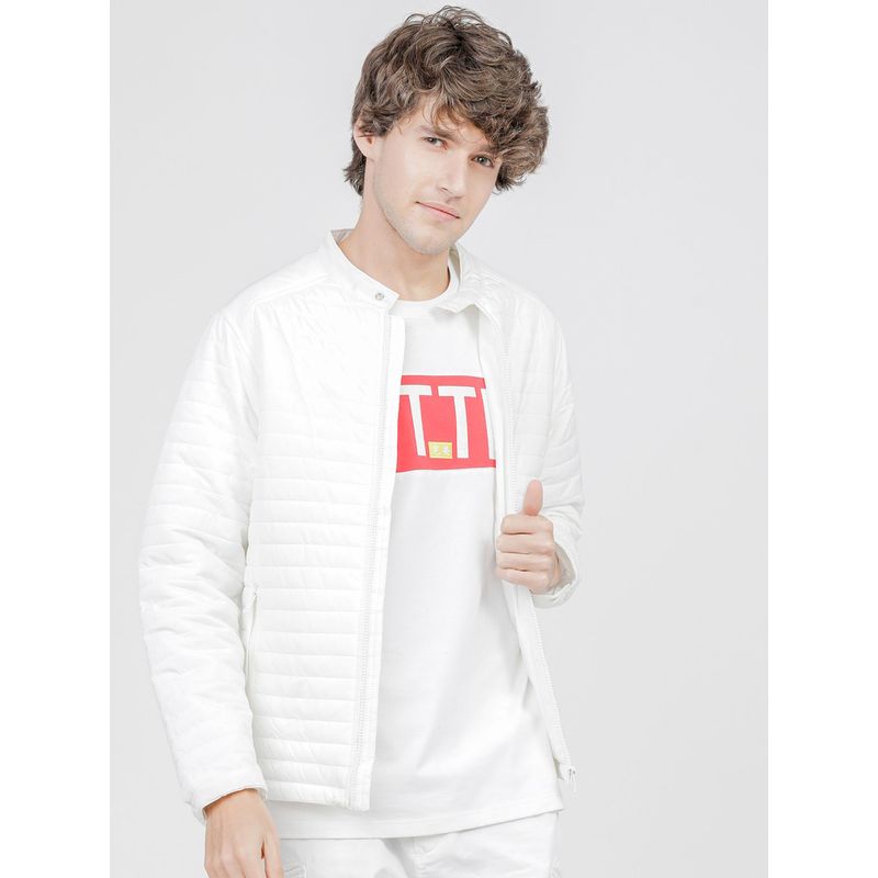 HIGHLANDER Men White Solid Puffer Jacket (M)