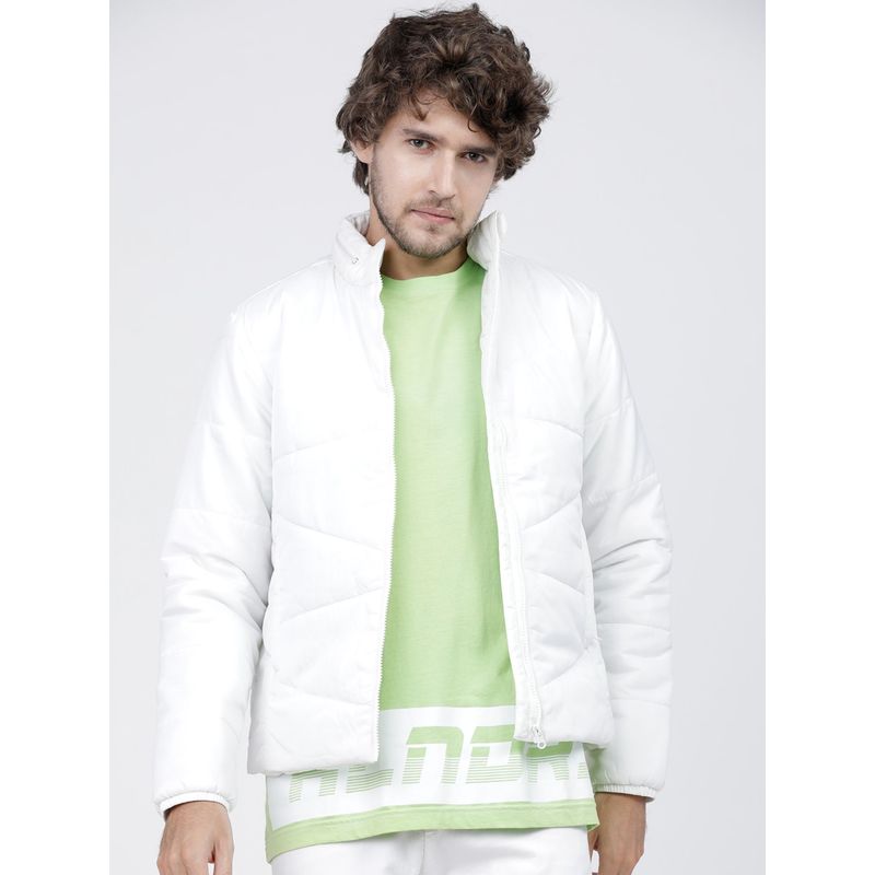 HIGHLANDER Men White Solid Puffer Jacket (M)
