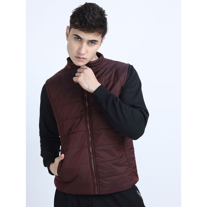 HIGHLANDER Men Maroon Solid Puffer Jacket (M)