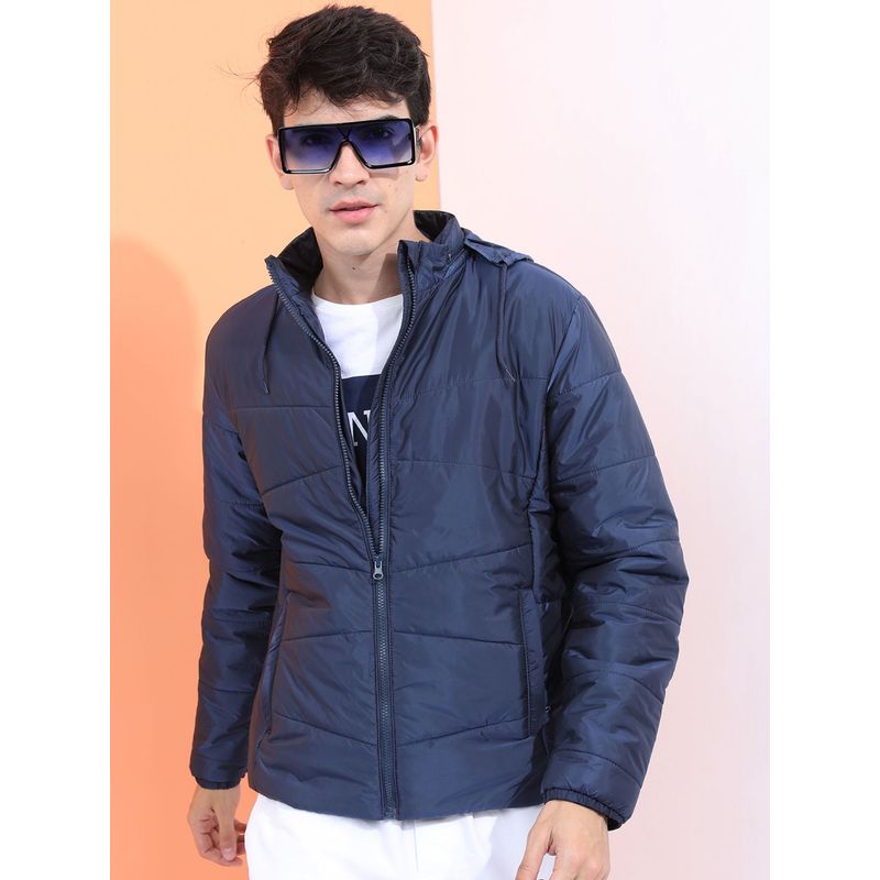 HIGHLANDER Men Navy Blue Padded Jacket (M)