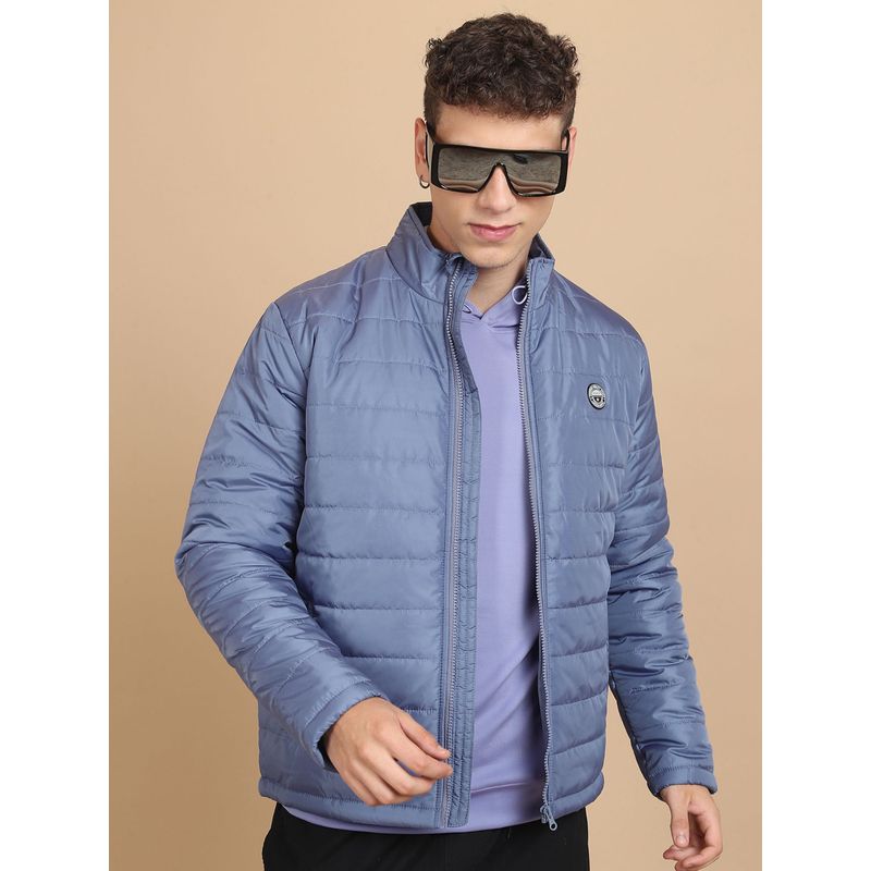 HIGHLANDER Men Mock Collar Puffer Jacket-Blue (2XL)