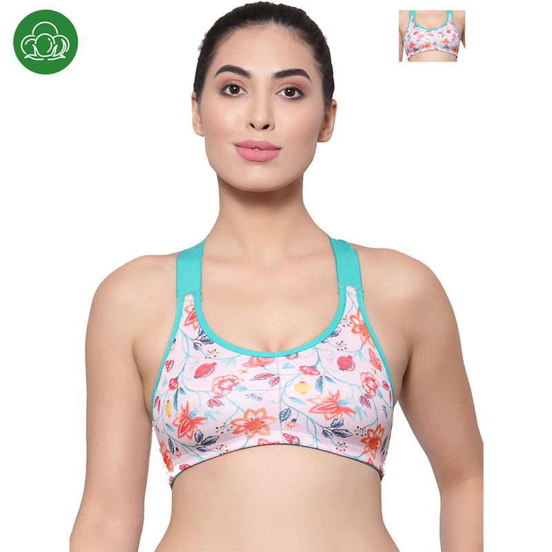 Inner Sense Organic Cotton Antimicrobial Medium Impact Sports Bra Multi-Color (Pack of 2) (S)