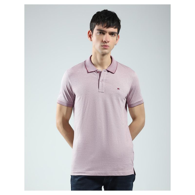 Monte Carlo Mens Solid Pink Collar Neck Half Sleeve Polo T-shirt (L)