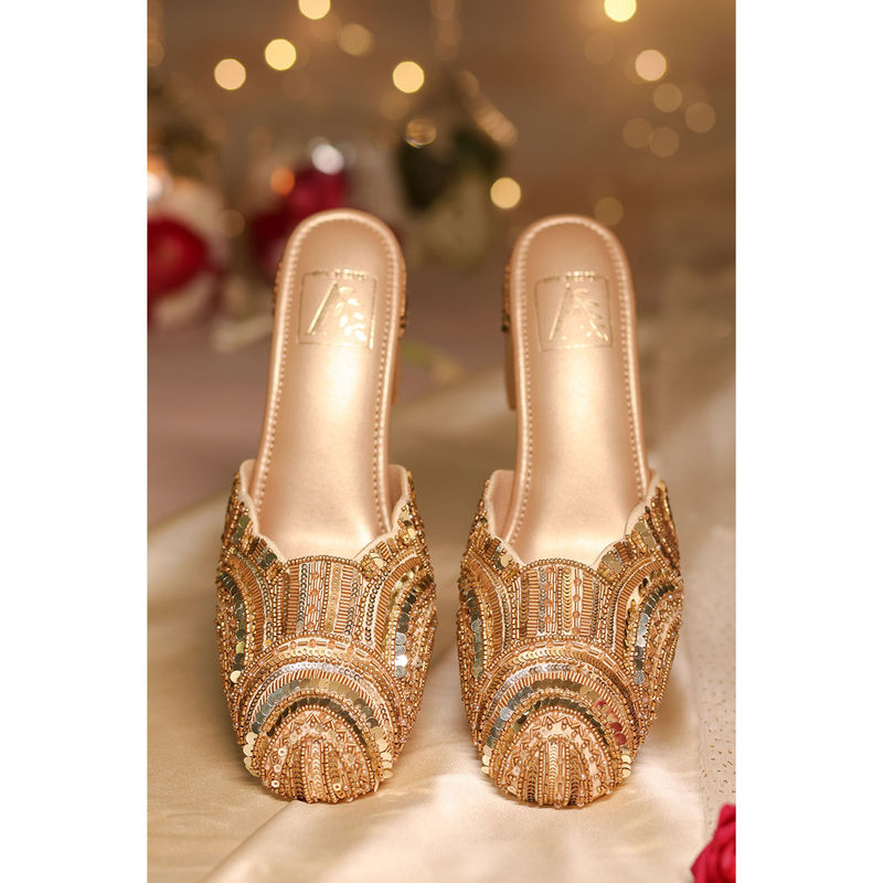 House of Vian Maya Gold Mule Heels (EURO 37)