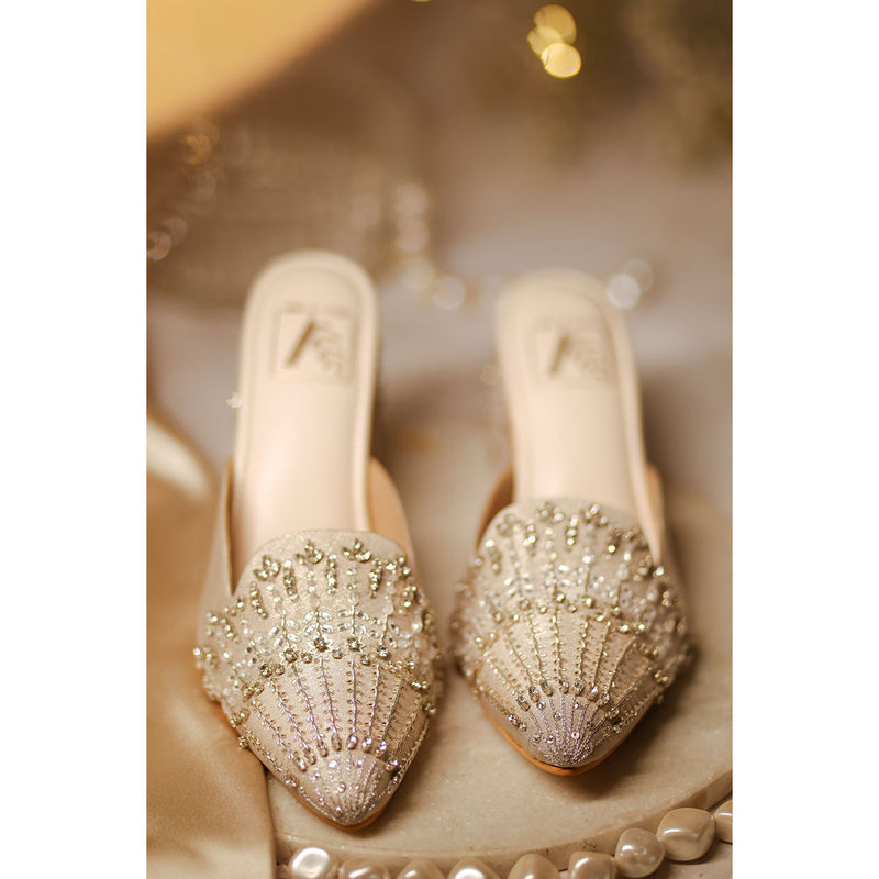 House of Vian Sitarah Silver Mule Heels (EURO 37)