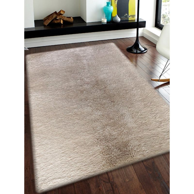 OBSESSIONS Beige Polyester Machine Made Solid Carpet (4X6 Feet)