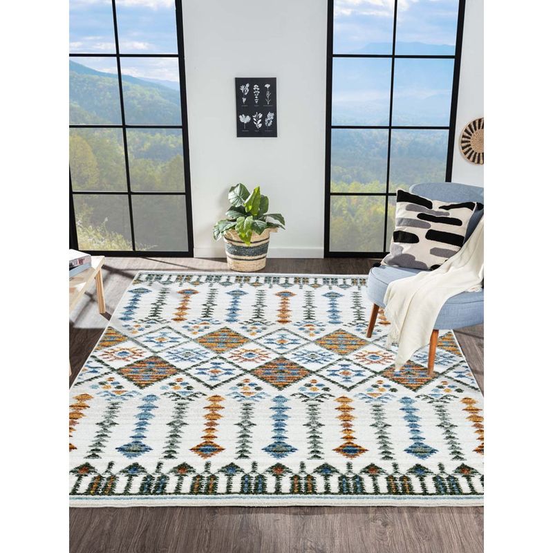 OBSESSIONS Cream and Rust Polypropylene Machine Made Neo Classical Carpet (4X6 Feet)