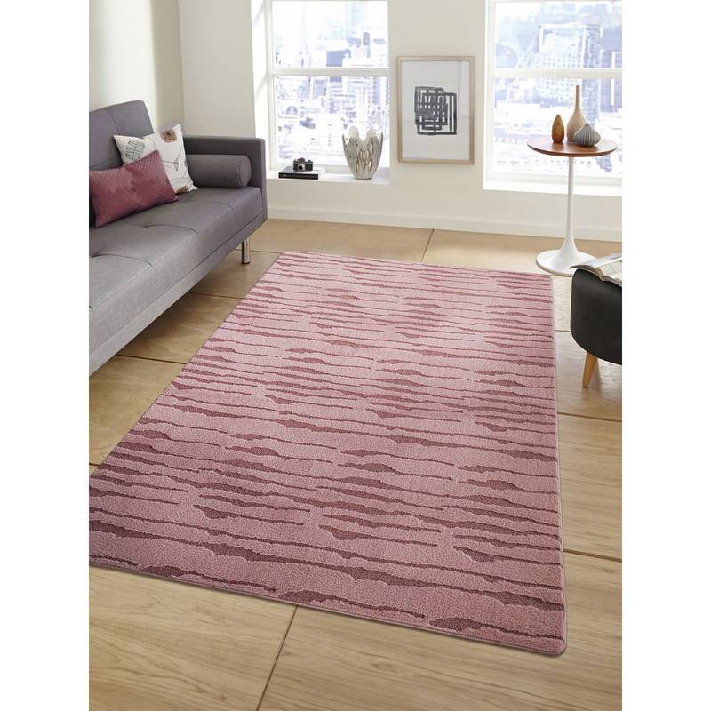 OBSESSIONS Blush Polyester Machine Made Solid Carpet (4X6 Feet)