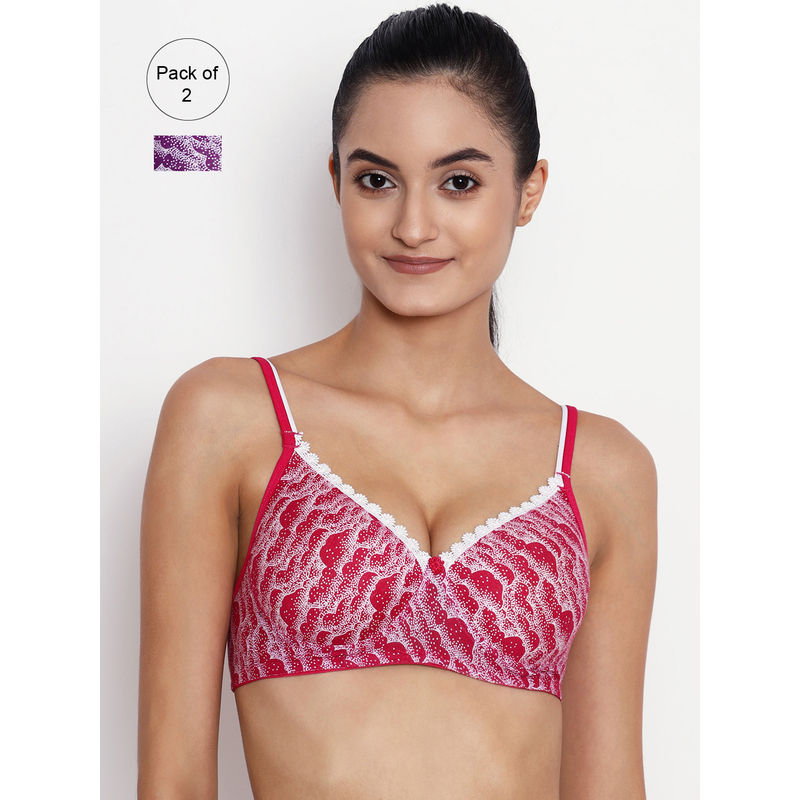 Abelino Pack Of 2 Non-wired Lightly Padded Printed T-shirt Bras. - Multi-Color (30B)