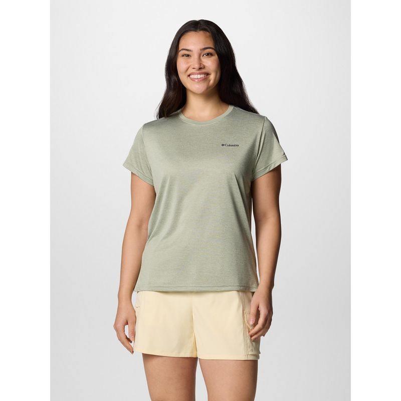 Columbia Women Green BlueVista Hill Half Sleeves T-shirt (L)