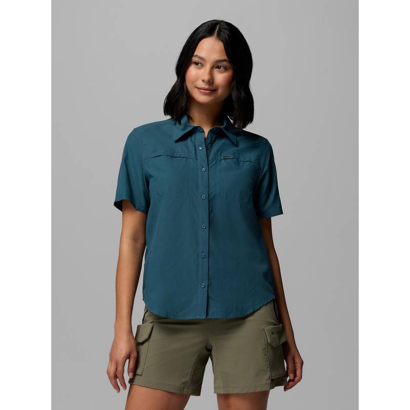 Columbia Women Blue Omni-Shade Silver Ridge 3.0 Hiking Trekking Shirt (L)