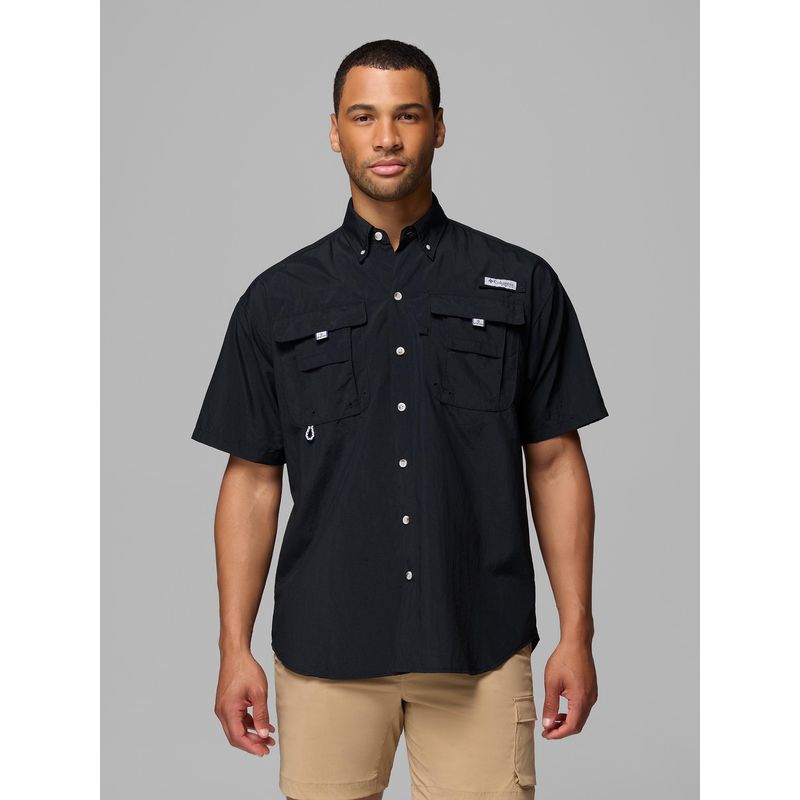 Columbia Men Black Bahama II Half Sleeves Shirt (L)