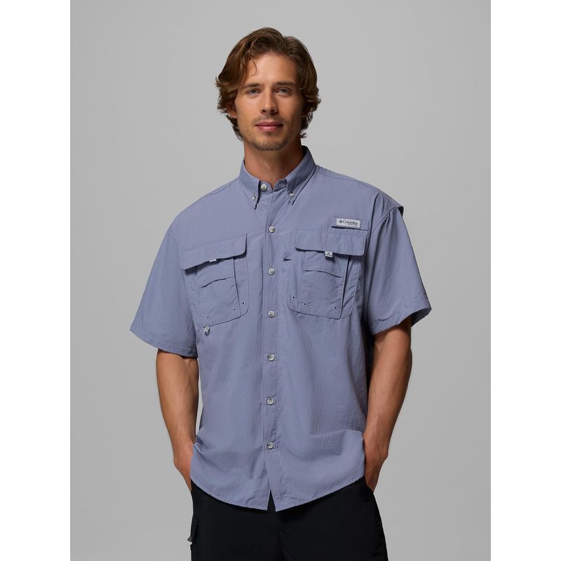 Columbia Men Blue Bahama II Half Sleeves Shirt (L)