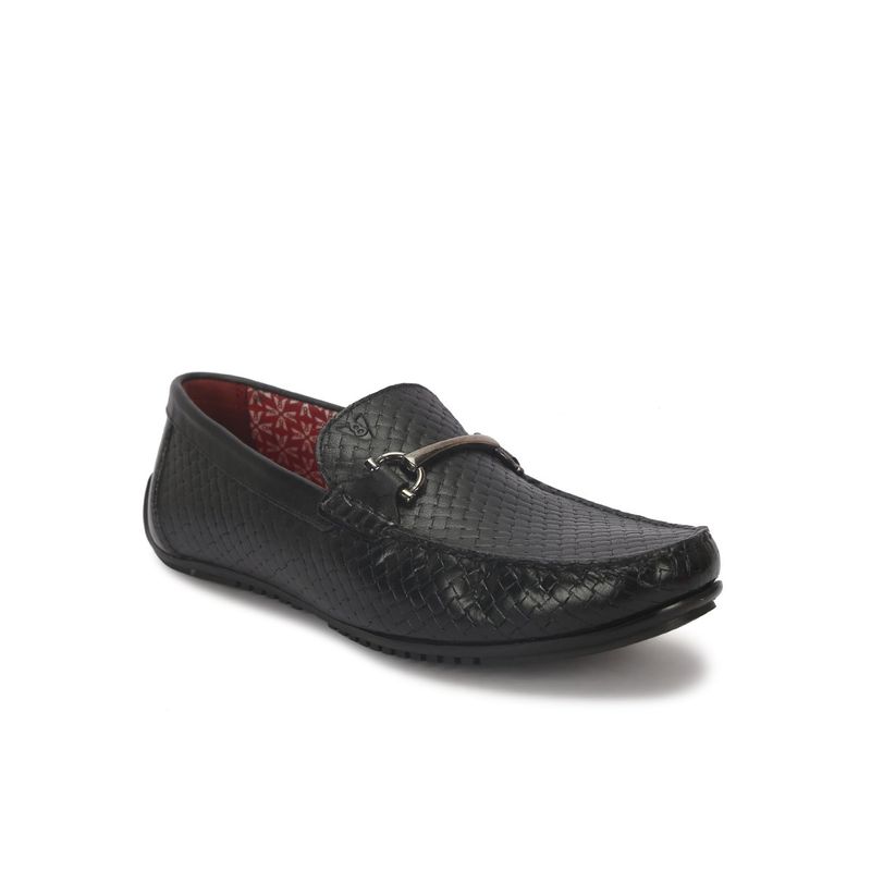 V8 by Ruosh Black Textured Loafers (EURO 40)