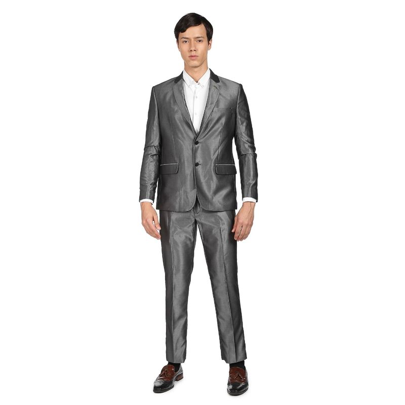 AD By Arvind Men Beige Single Breasted Oxford Two Piece Suit (Set of 2) (38)