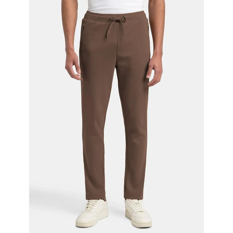 Jockey AM44 Men Super Combed Cotton Rich Pique Slim Fit Trackpant - Dark Khaki (M)