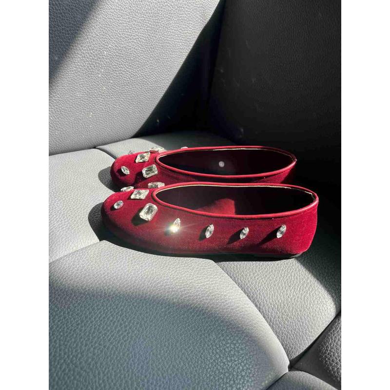 Zori World Diamond Maroon Embellished Ballerina (EURO 35)