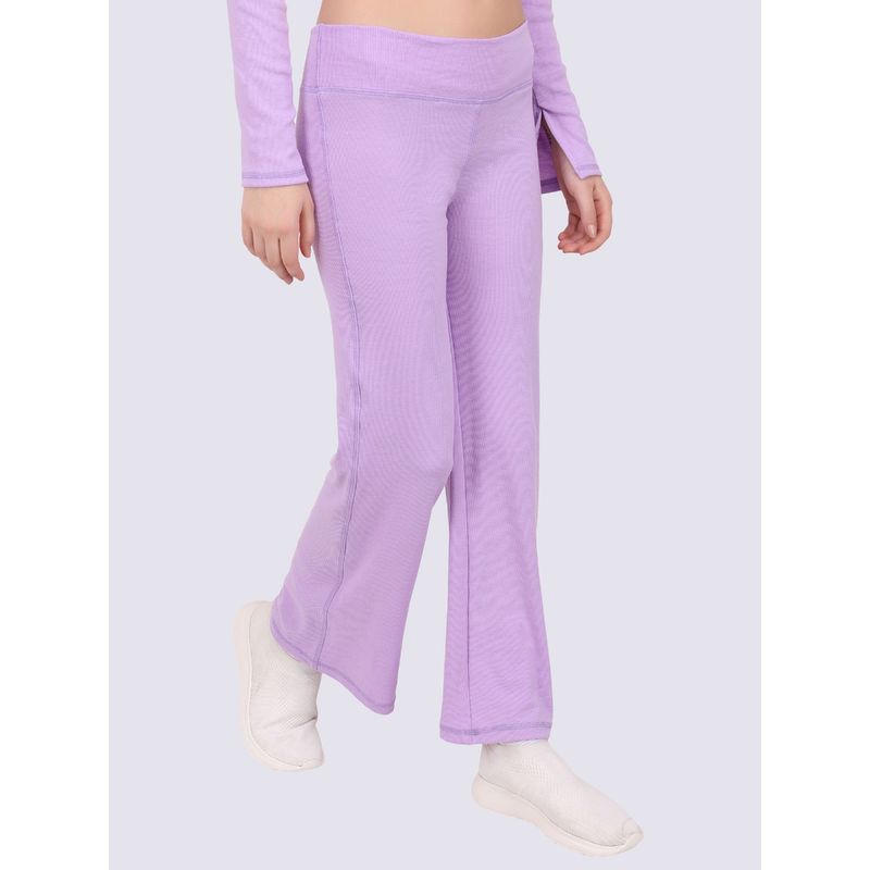 EVERDION Lavender Ribbed Flare Leggings (S)
