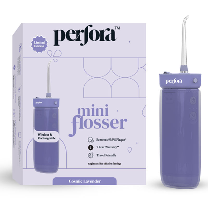 Perfora Mini Water Flosser Rechargeable With 2 Nozzles - Cosmic Lavender