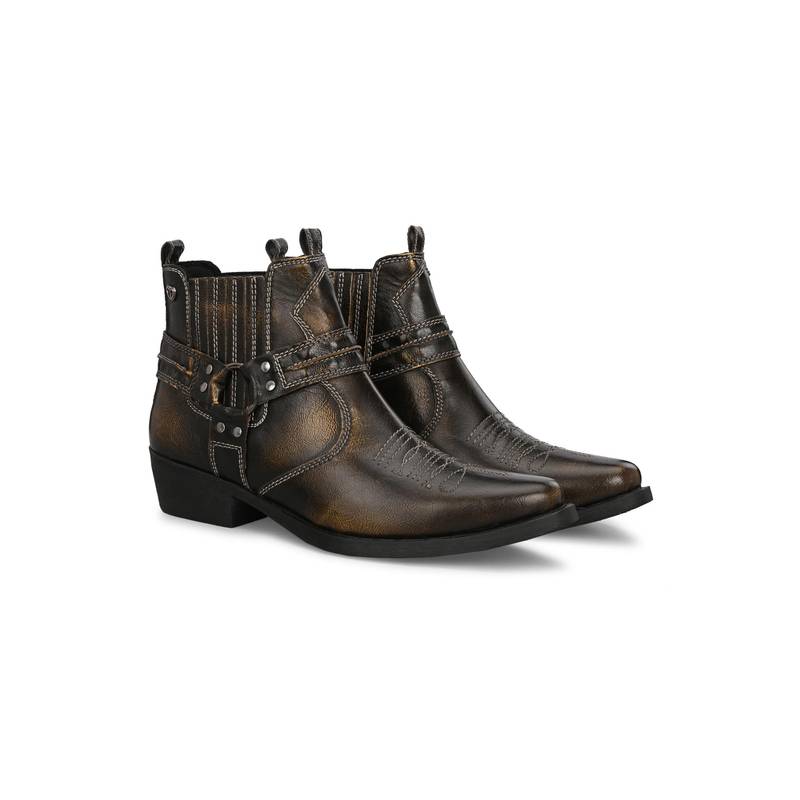 Delize Men Brown Cowboy Casual Boots - Image 1