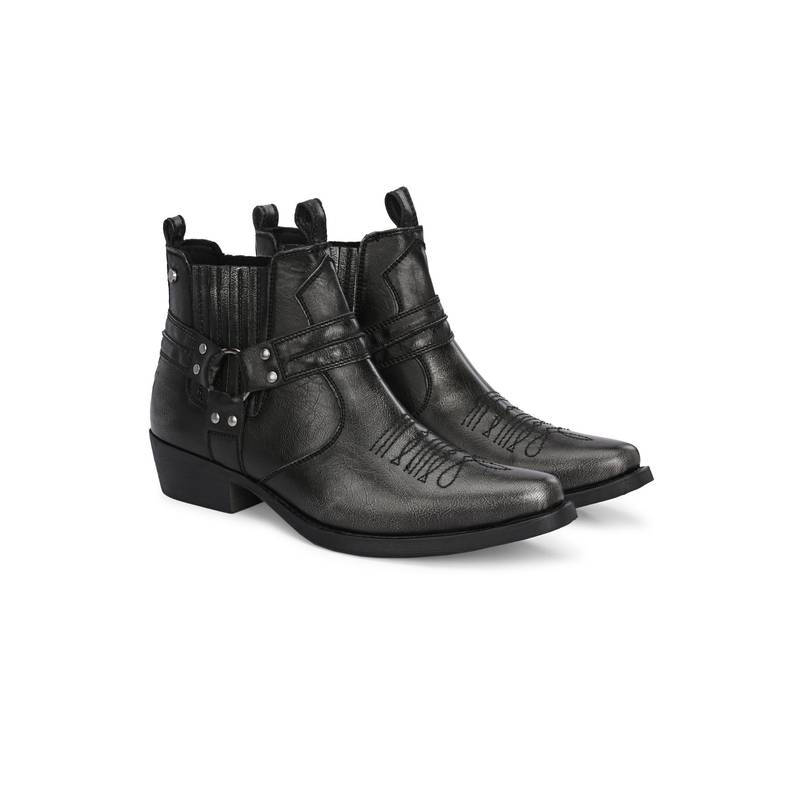 Delize Men Black Cowboy Casual Boots - Image 1