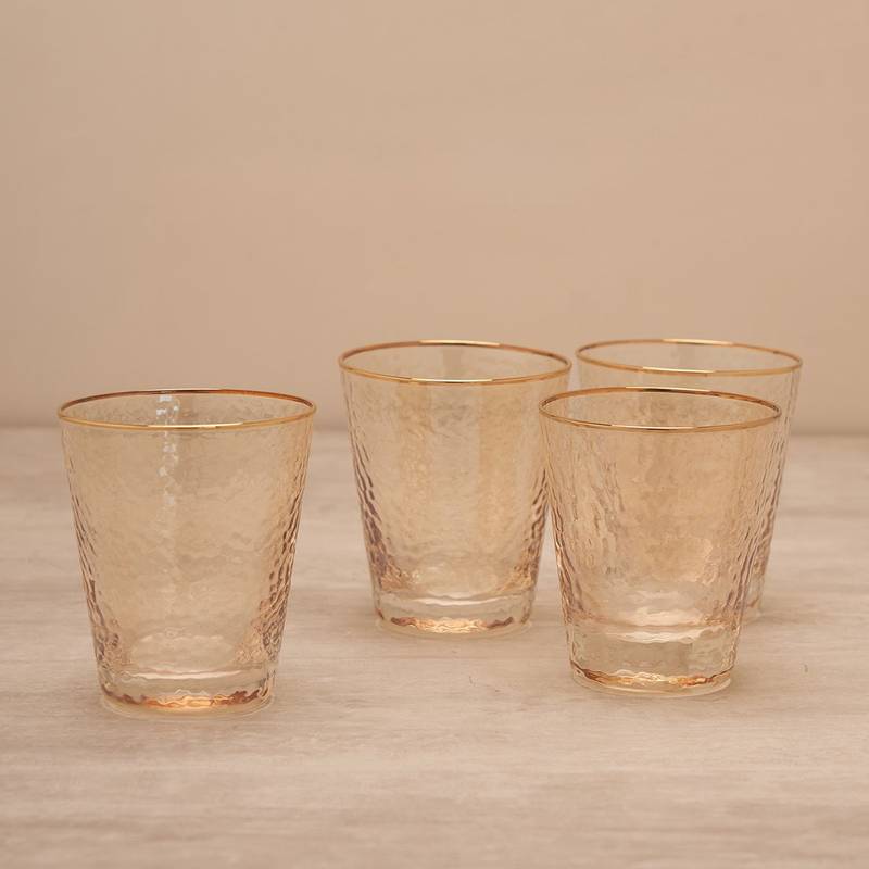 Pure Home + Living Set Of 4 Brown Hammered Glass Tumblers Buy Pure