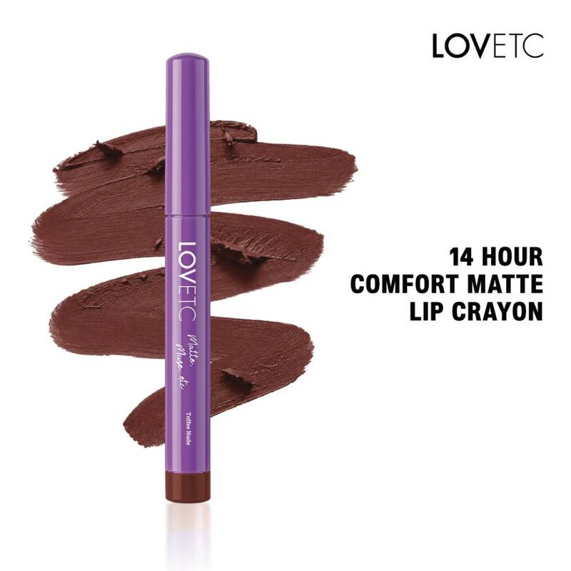 LOVETC Matte Lip Crayon Lipstick, 14-Hr Longwear - Toffee Nude