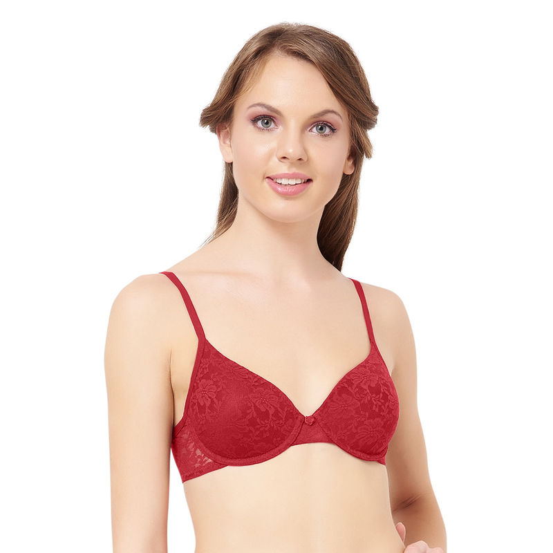 Amante Floral Romance Padded Wired T-Shirt Bra - Red (38B)