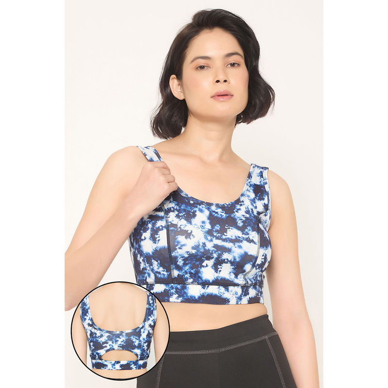 Clovia Poly Spandex Padded Wire Free Sports Bra in Navy Colour with Removable Cups (S)