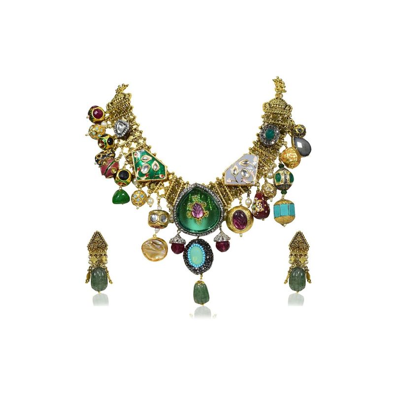 Buy TIZORA Natural Stones Fusion Necklace (Set of 2) Online