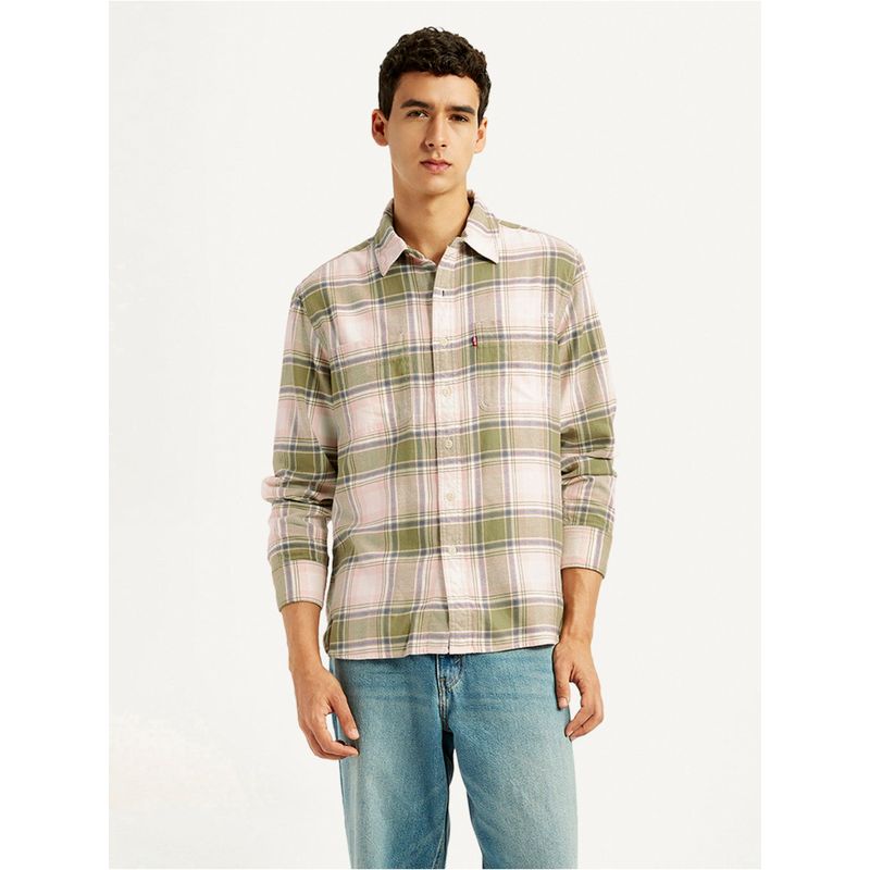 Levi's Men Beige Checks Shirt (S)