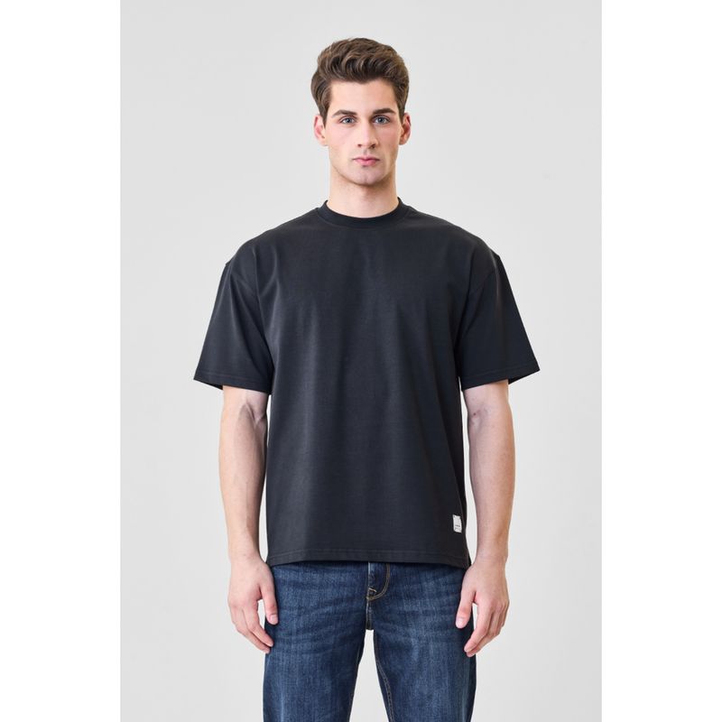 Snitch Black Solid Oversized T-Shirt for Men (XS)