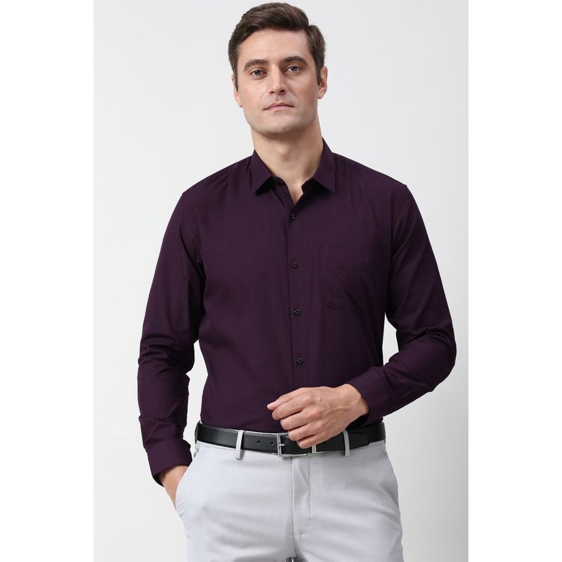 Peter England Men Purple Printed Formal Shirt (38)
