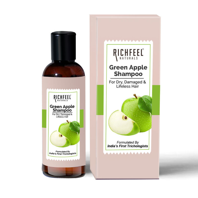 Richfeel Green Apple Shampoo for Dry, Damaged Hair - Nourishes Scalp, Promotes Shine & Smoothness